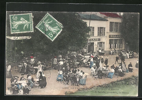 CPA Le Perreux, Les Bords de la Marne 1909