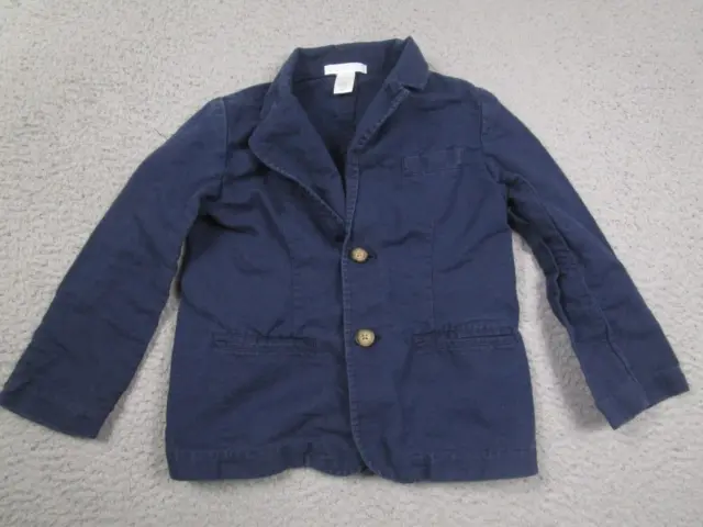 Janie and Jack Jacket Boys 4T Blue Linen Blend Long Sleeve Button Up Pokcets