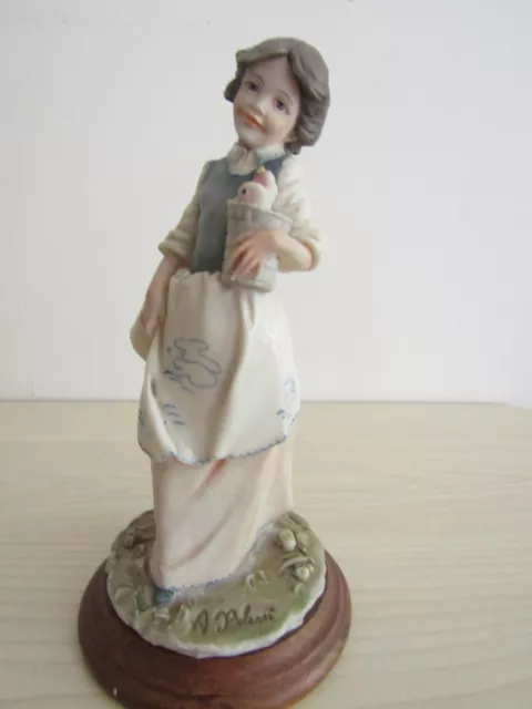 1985 Capodimonte Figurine Girl With Pet Ducks A. Belcari Italy Porcelain Signed