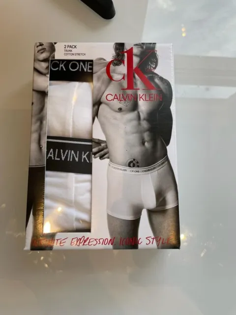 Calvin Klein CK One Cotton Stretch 2 Pack Boxer Brief, WHITE BNIB size L