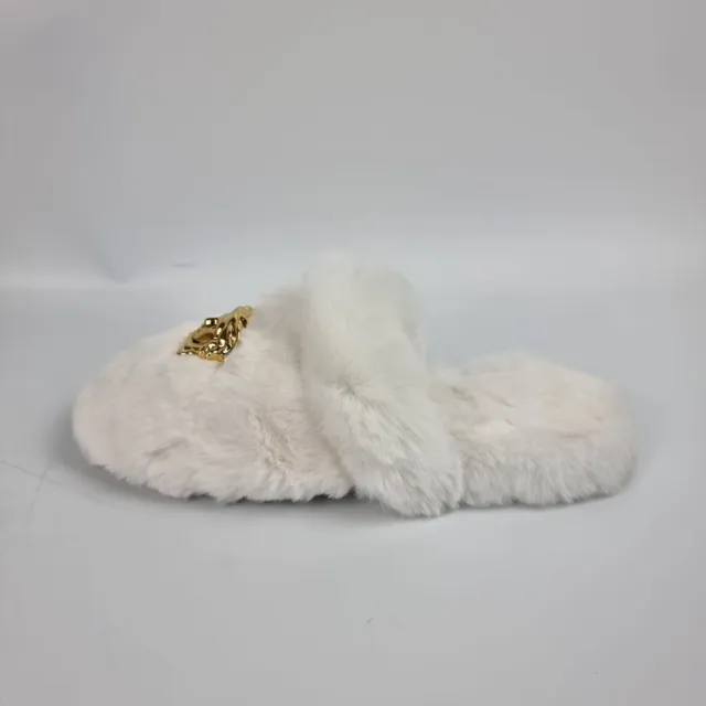 Versace Men's White Medusa Fur Slippers New Size 41 US 8