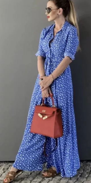 Zara polka dot hot sale maxi shirt dress