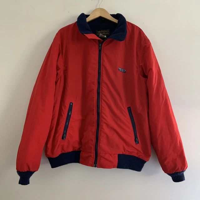 VINTAGE EDDIE BAUER Red Bomber Jacket Fleece Lined Size Large Tall USA