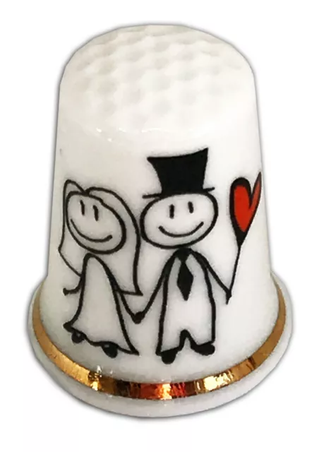 Personalised Bride & Groom Wedding Thimble, Wedding Engagement Anniversary Gift