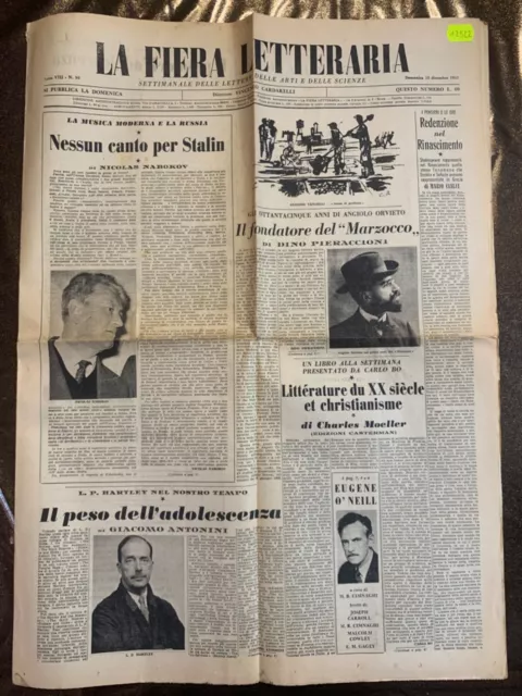 “La Fiera Letteraria” Rivista Settimanale Anno 1953, Stalin -Rif. 12522