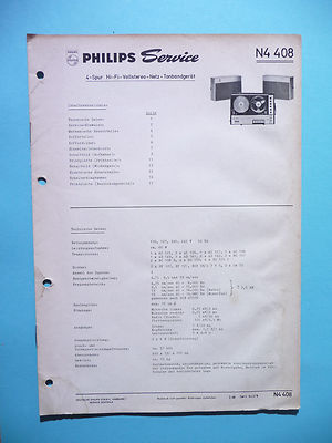 Notice Et Plan D'origine Pour Magnétophone PHILIPS N 4408 - HI-FI STEREO
