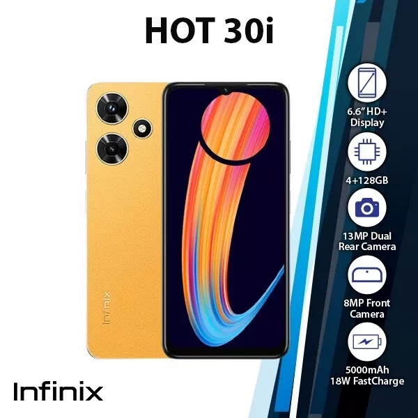NEW Infinix Hot 30i 4GB+128GB Dual SIM Unlocked Android Mobile Phone - GOLD
