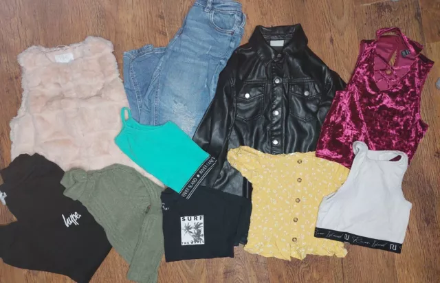 Girls 9 10 11 Clothing Bundle Tops Jacket Gilet Jeans Crop Jogger Hype RI Zara