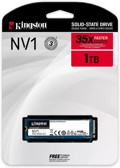 Kingston NV1 1TB M.2 (2280) PCIe NVMe SSD Read/Write up to 2100/1700MB/s