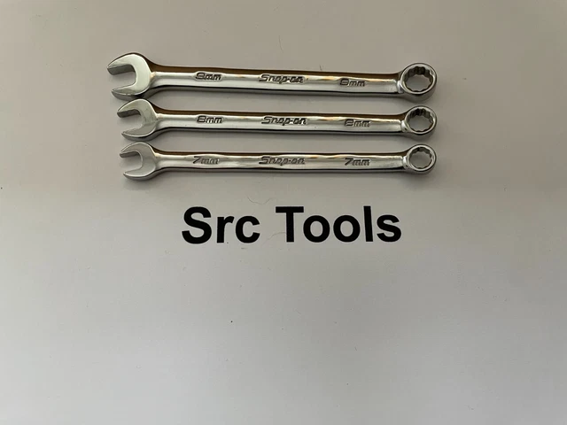Snap-on Outils USA Neuf 3pc Métrique 12pt Court Longueur Chrome Combo Clé Lot