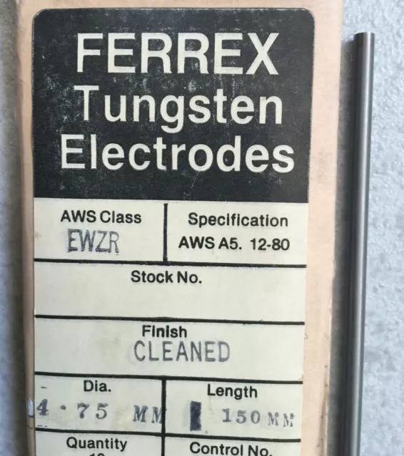 Electrode Tungstène Soudure Tig 4,75 X 150 MM Zirkonio Ewzr - Fabriqué En USA