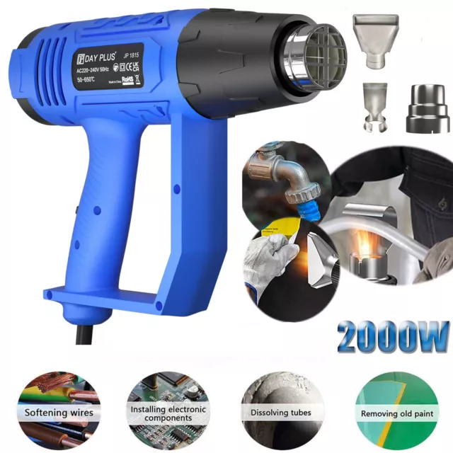 Heat Gun 2000W Hot Air Gun Dual Temperature Nozzles Tool 220V High Power Tool