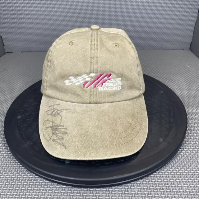 Joe Gibbs Racing Hat Mens One Size Brown Embroidered Cap Nascar AUTOGRAPHED