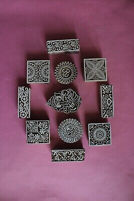 indian wooden printing block set of 11 block , craft making design block stamp 3