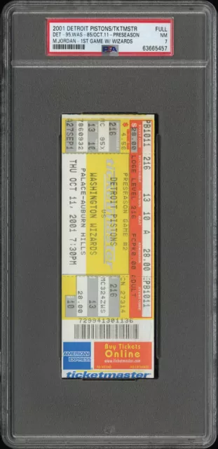 PSA 7 Michael Jordan NBA Washington Wizards Debut 2001 Full Ticket Stub HIGHEST