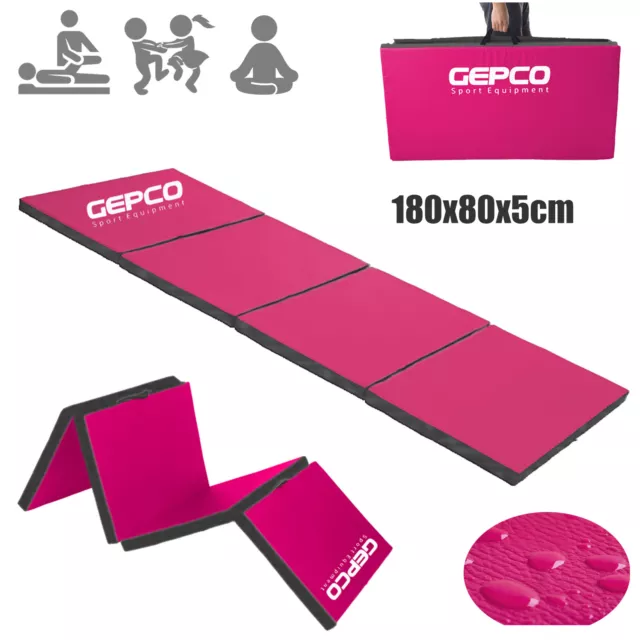 Pliable Tapis de Gymnastique Tapis de Sol Souple Yoga Magenta Noir 1.8M