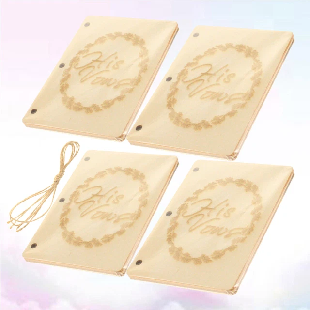 Tarjeta de boda de bambú de madera votos de boda cuaderno tarjeta de felicitación