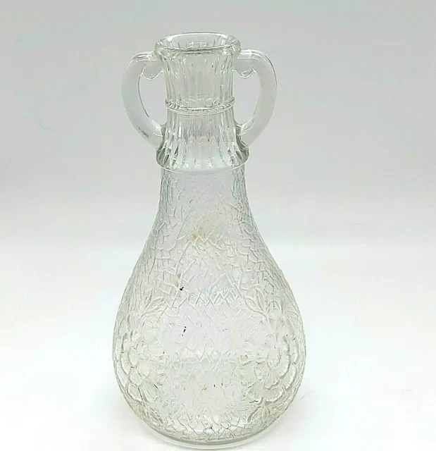Vintage Clear Glass White House Vinegar Jar No Stopper Cabbage Rose Design