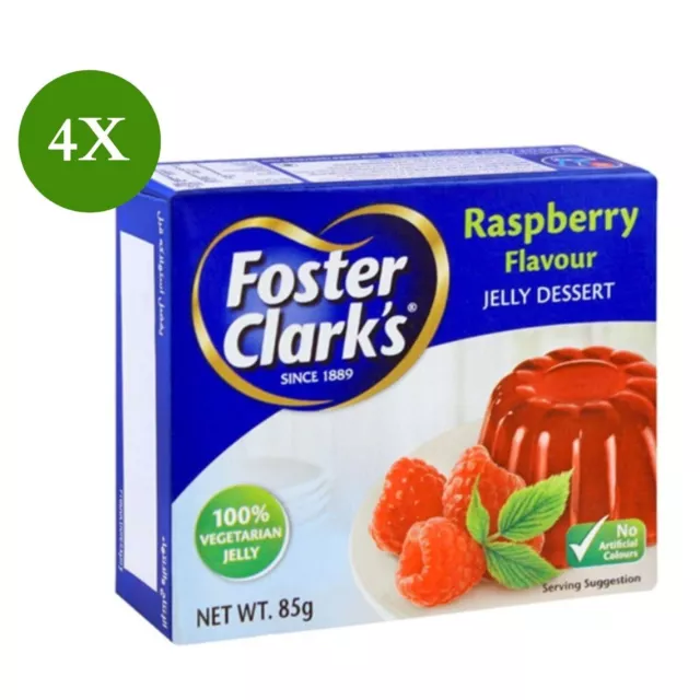 4 Pack X Foster Clark's 100% Vegetarian Jelly Raspberry Flavor HALAL ( 85 Gram)