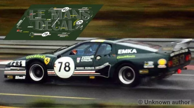 Decals Ferrari 512 BB Le Mans 1980 78 1:32 1:43 1:24 1:18 calcas