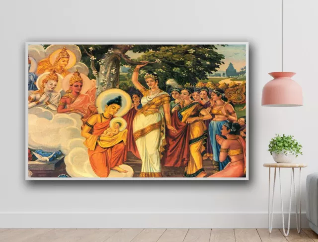 Hand Painted | Acrylic on canvas Painting , Prince Sidharthas birth 4th century