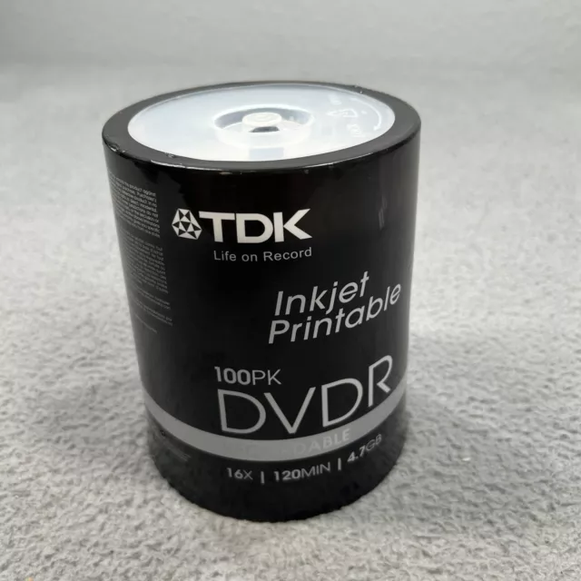 TDK Inyección de Tinta Impresa DVDR 100 Paquete 120 min 4.7G NUEVO Sellado de Fábrica 16X