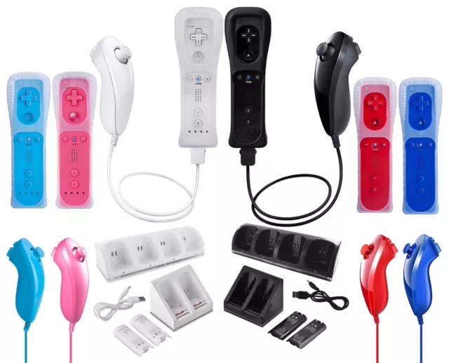 Remote Fernbedienung Controller, Nunchuk ver. Farben für Nintendo Wii (NEU)