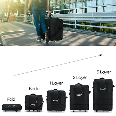 32"/42" Expandable Rolling Wheeled Luggage Foldable Duffel Spinner Suitcase 3