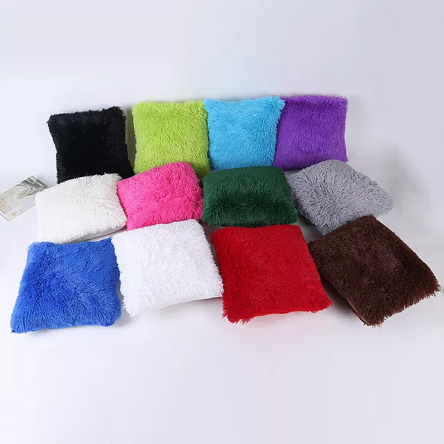 Fluffy Plush Faux Fur Throw Pillow Cover Cushion Case Solid Soft Sofa Decoration