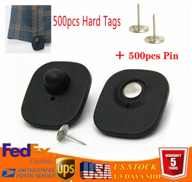 500pcs Hard Tags WITH Pins EAS Clothing Security Mini Anti-Theft Sensor 8.2Mhz