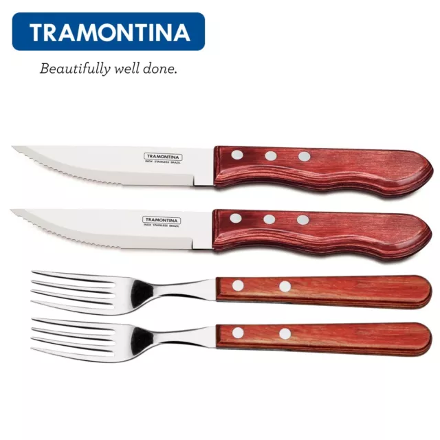 TRAMONTINA ® Churrasco JUMBO-Steakmesser-Gabel-Set 4-tlg. Grillen BBQ Besteckset