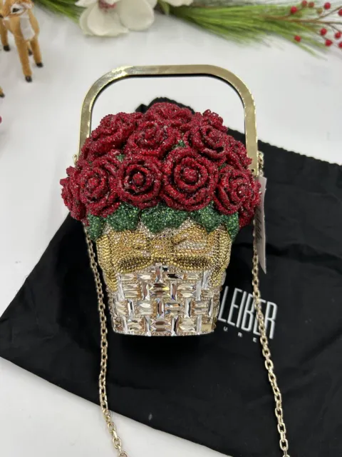 Women’s Judith Lieber basket of roses Crystal clutch Bag made in Italy