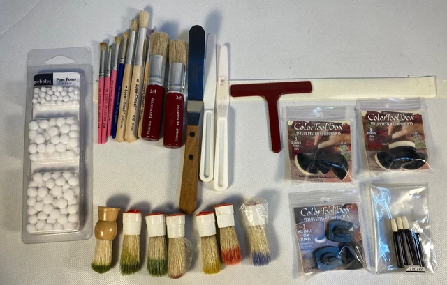 Mixed Lot of 25 Loew-Cornell Stencil Brushes, Color Lot Foam Stylus Tips New