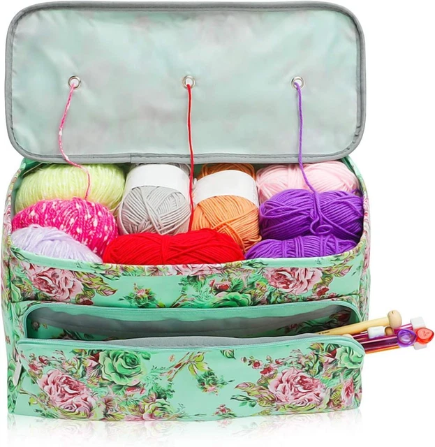 Knitting Yarn Bag Storage Portable Crochet Wool Storage Bag Organizer with Holes