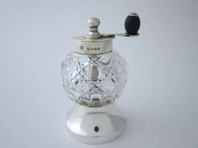 Antique Sterling Silver & Glass Pepper Grinder - 1887 by Heath & Middleton