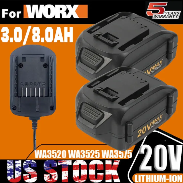 For WORX 20V MAX Extend Lithium Battery or Charger 20 Volt WA3520 WA3525 WA3575