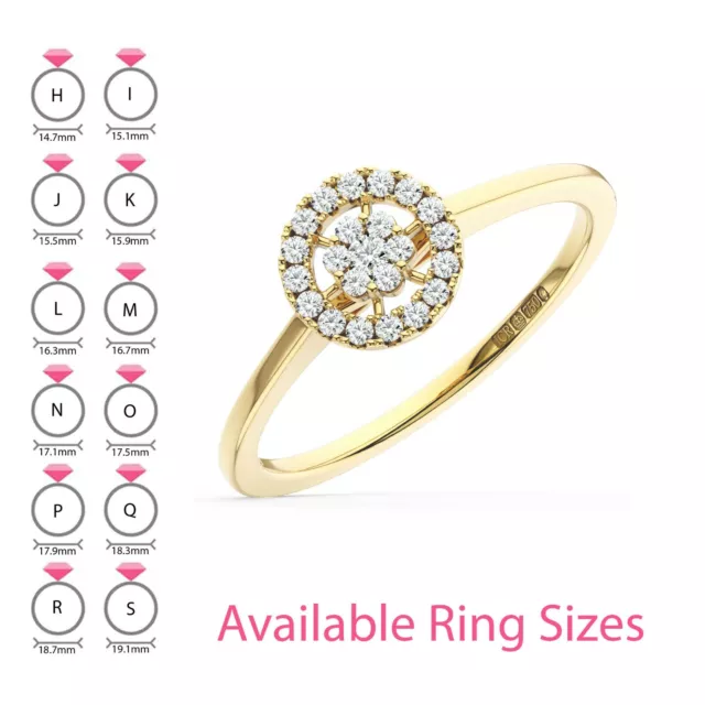 0.15 Ct Cluster Set Round Brilliant Cut Diamond Engagement Ring 9K Yellow Gold 3