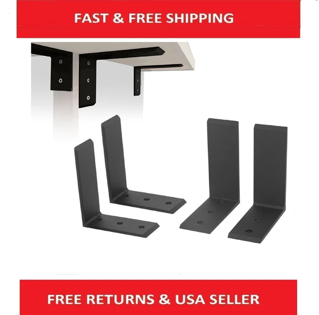 4 Heavy Duty Black Steel 6”x8” Countertop Support Brackets Mantel Shelf L Corbel