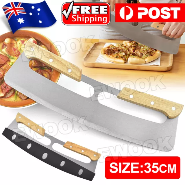 Kitchen Stainless Steel Pizza Cutter Rocker Blade Slicer 35CM +Protective Cover