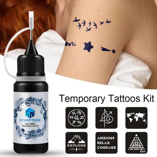 Gel Temporary Tattoo Kit Semi Permanent Fake Tattoo Ink Freckles Stencils