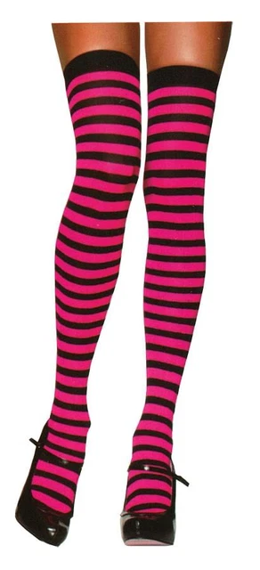 Striped thigh high stockings