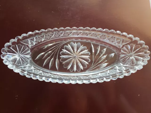 9" Relish Bowl American Brilliant Period Cut glass Signed Pitkin & Brooks DELMAR 9" Relish Bowl American Brilliant Period Cut glass Signed Pitkin & Brooks DELMAR