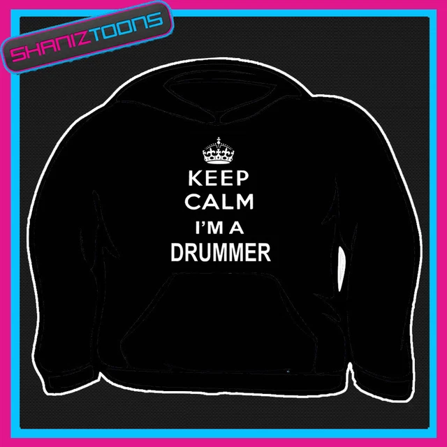 Felpa Con Cappuccio Da Uomo Keep Calm I'm A Drummer Drums Drums Drums Adulto