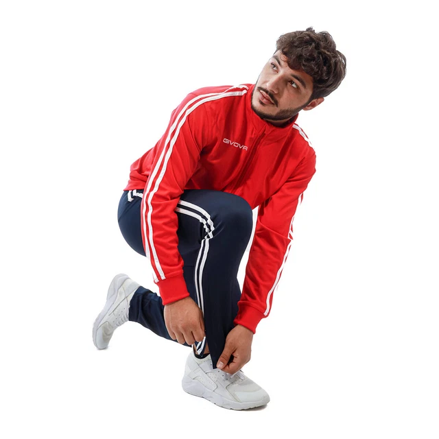 Tuta Uomo Donna Givova Fitness Allenamento Sport Pantalone Giacca Con Zip Blu