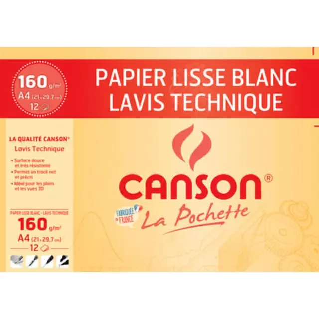 technisches Zeichenpapier, DIN A4, 160 g/ qm, weiß CANSON C200037104 (3148950371