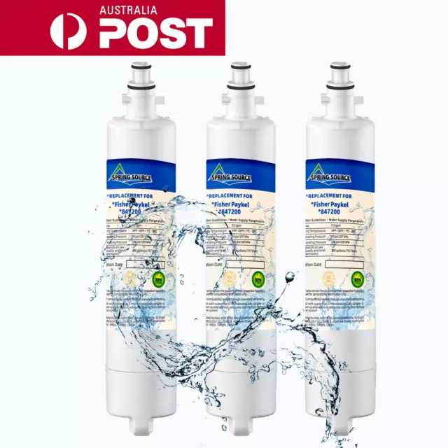 3 X Fisher Paykel 847200 Premium Compatible Ice & Water Fridge Filter - 847200