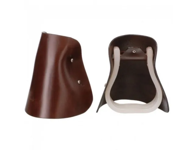Tough 1 Stirrups Royal King Youth Leather Hooded Med Brown 57-1382