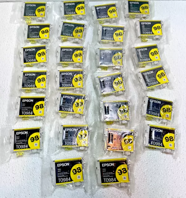 New Sealed Genuine OEM Epson 98 T0984 Yellow Ink Cartridges ** LOT OF 26 **