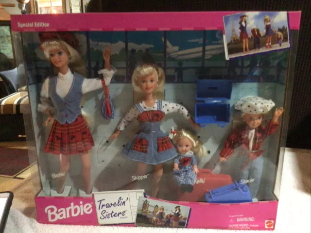 Barbie 1995 Travelin' Sisters Playset Skipper Kelly Stacie Mattel 14073 NIB
