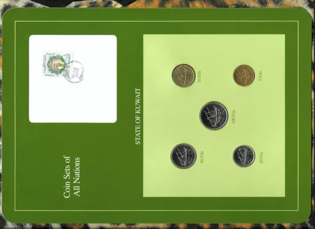 Coin Sets of All Nations Kuwait UNC 10,20,50 Fils 1983 5,100 Fils 1988 23JAN1989
